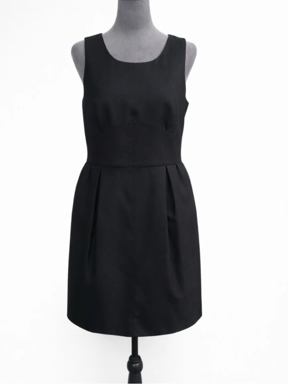 J.Crew Wool Blend Black Sleeveless Sheath Dress Sz 6 Lined Front Pleats Pockets